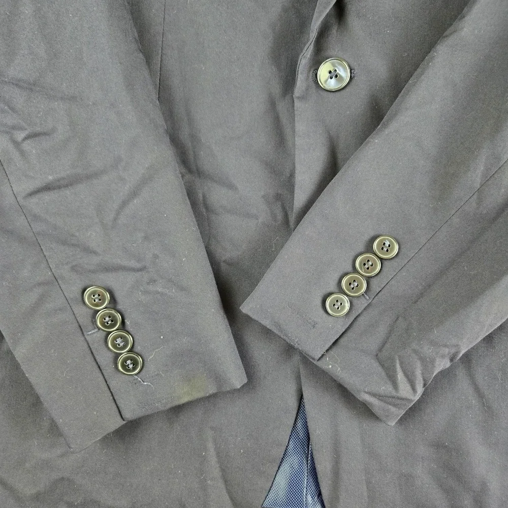 Zara Blazer Jacket Mens 38 Navy Blue Stretchy 2 Buttons Modern Cocktail Career